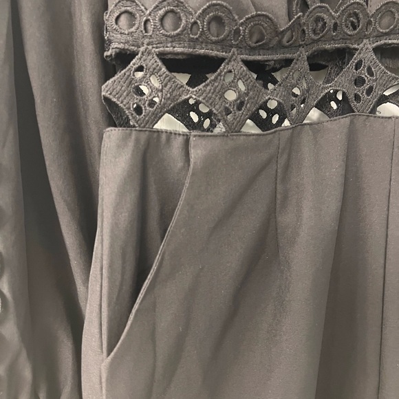 Black Lace Embellished Romper long sleeve - Picture 6 of 6